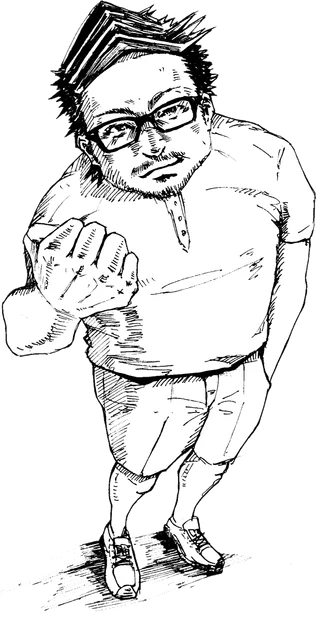 考えを示す末廣泰翔のイラスト