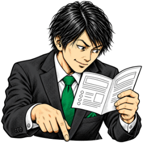 説明書を読みながら盤面を見守る櫻井先生のイラスト